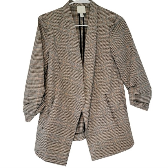 Joie Jackets & Blazers - JOIE Plaid Grey Metallic Open Front Blazer - Size XS
